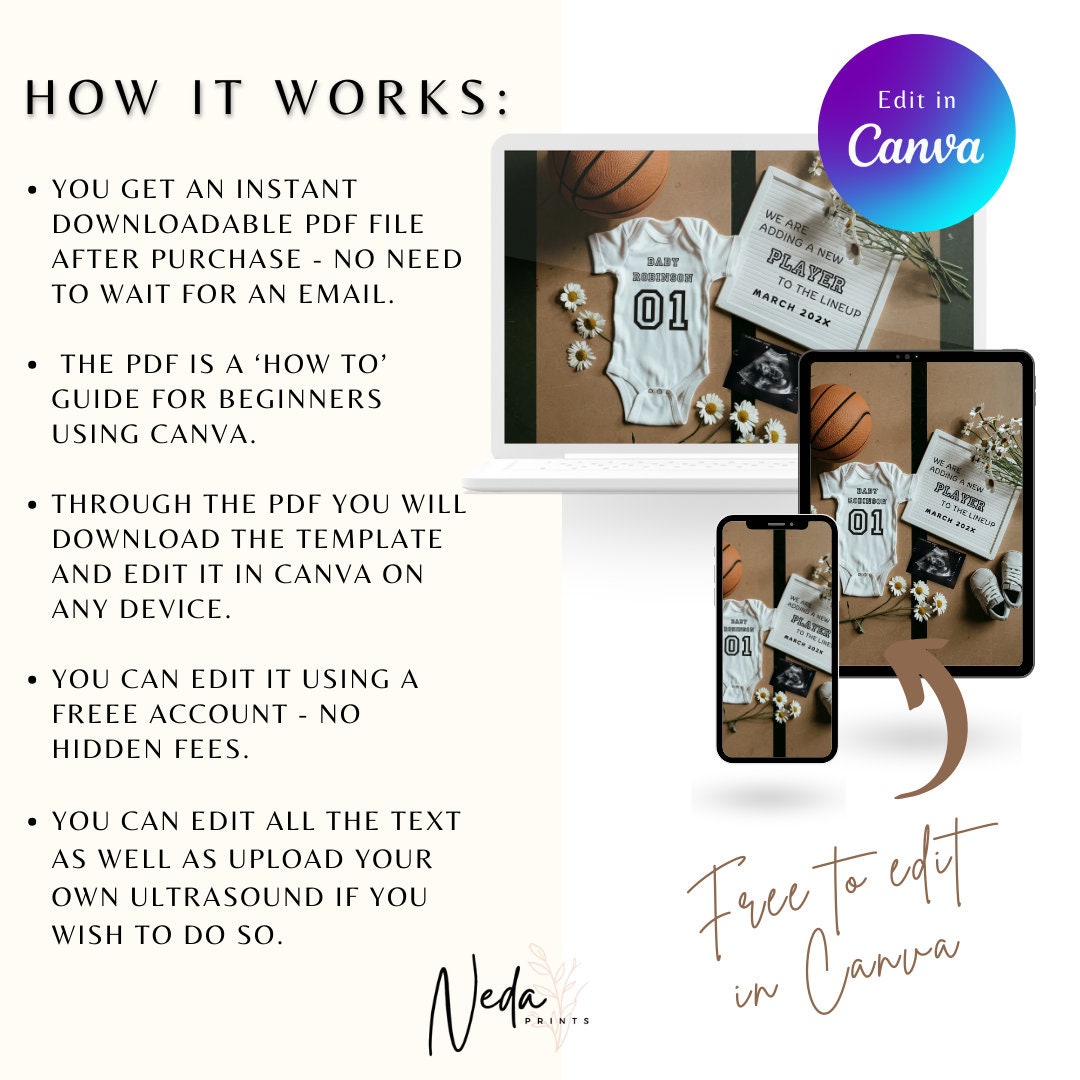 EDITABLE Basketball Pregnancy Announcement Digital, Baby announcement, Pregnancy Reveal, Customizable Maternity Announcement, Download, 0223