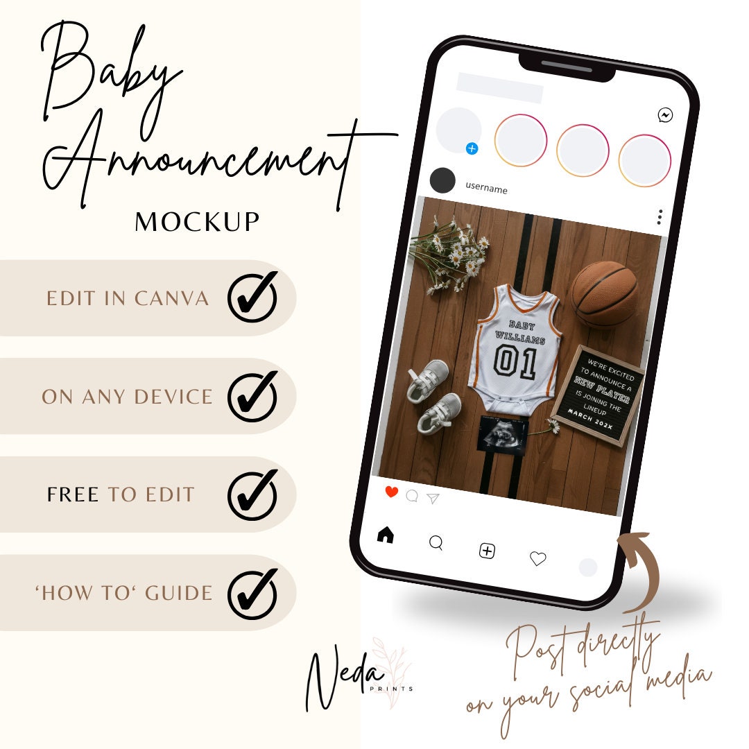 EDITABLE Basketball Pregnancy Announcement Digital, Baby announcement, Pregnancy Reveal, Customizable Maternity Announcement, Download, 0225