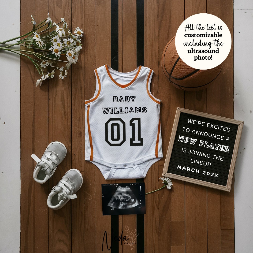 EDITABLE Basketball Pregnancy Announcement Digital, Baby announcement, Pregnancy Reveal, Customizable Maternity Announcement, Download, 0225