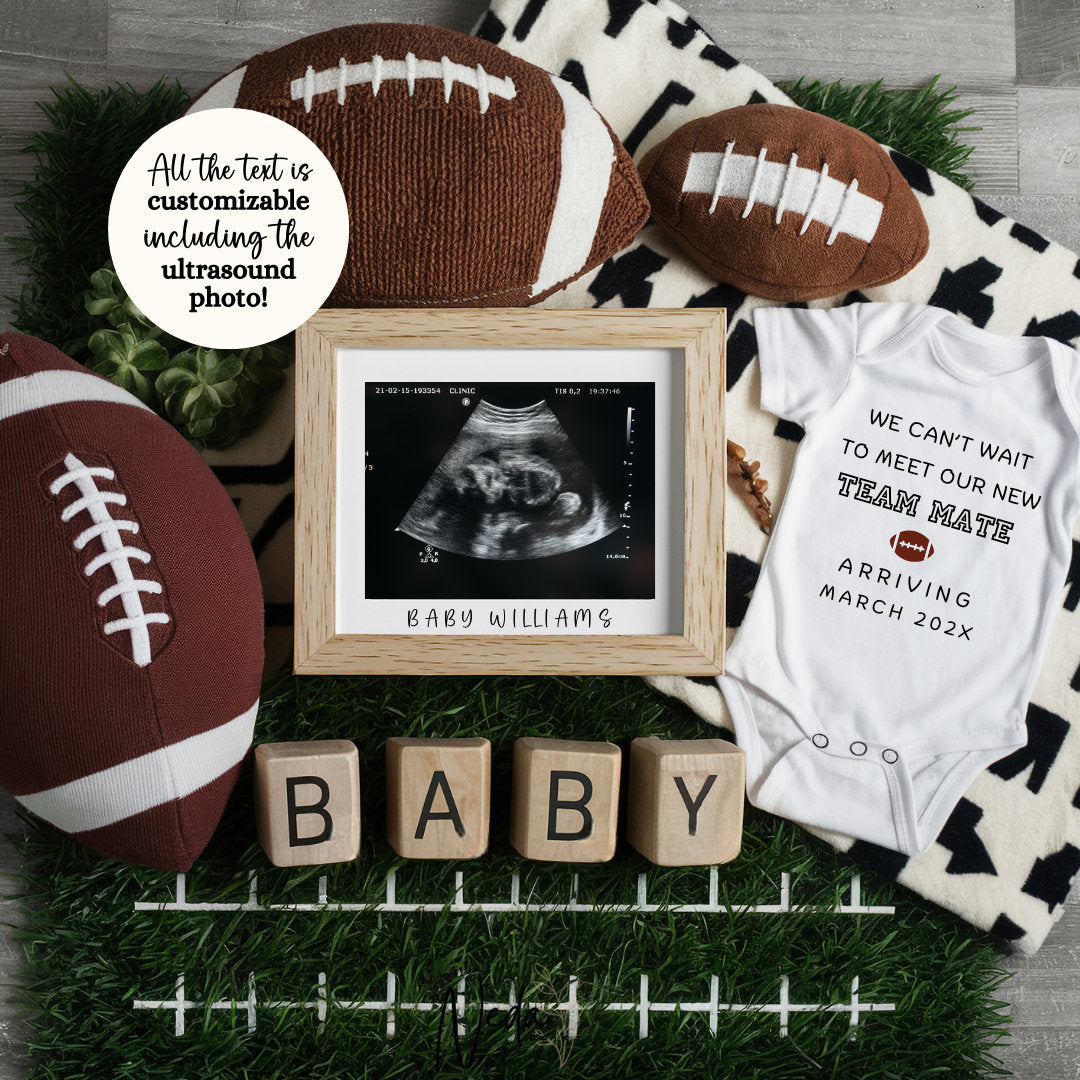 EDITABLE American Football Pregnancy Announcement Digital, Baby announcement, Pregnancy Reveal, Customizable Announcement, Download, 0227