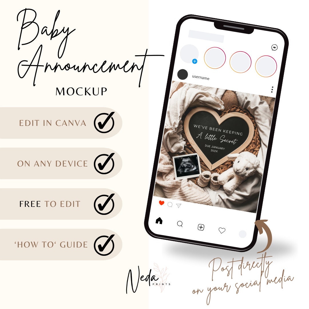 EDITABLE Neutral Little Secret Pregnancy Announcement,Digital Baby Pregnancy Announcement Social Media Instagram post download template 0409