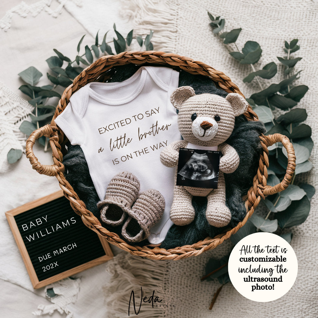 EDITABLE Little Brother Pregnancy Announcement Digital, Baby Boy Announcement, Gender reveal, social media insta announcement, Download 0419