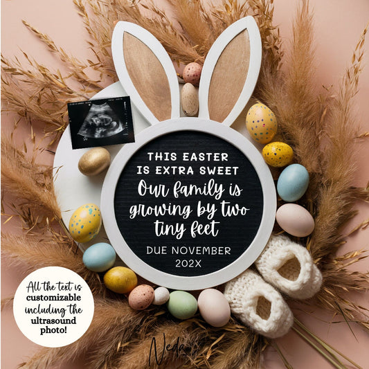 EDITABLE Neutral Easter Pregnancy Announcement, Easter Eggspecting Baby Announcement, Spring Pregnancy, Social Media Download Template 0427