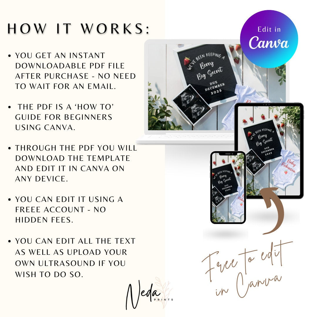 EDITABLE Strawberry Pregnancy Announcement Digital, Berry Sweet Baby announcement, Instagram Pregnancy Reveal, Announcement Download 0243