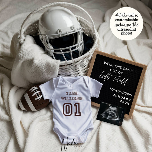 EDITABLE American Football Pregnancy Announcement, Baby Football announcement NFL Superbowl Pregnancy Sports Pregnancy Digital Download 0430