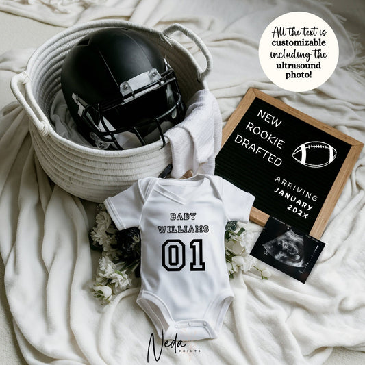EDITABLE American Football Pregnancy Announcement, Baby Football announcement NFL Superbowl Pregnancy Sports Pregnancy Digital Download 0432