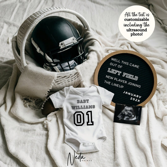 EDITABLE American Football Pregnancy Announcement, Baby Football announcement NFL Superbowl Pregnancy Sports Pregnancy Digital Download 0434