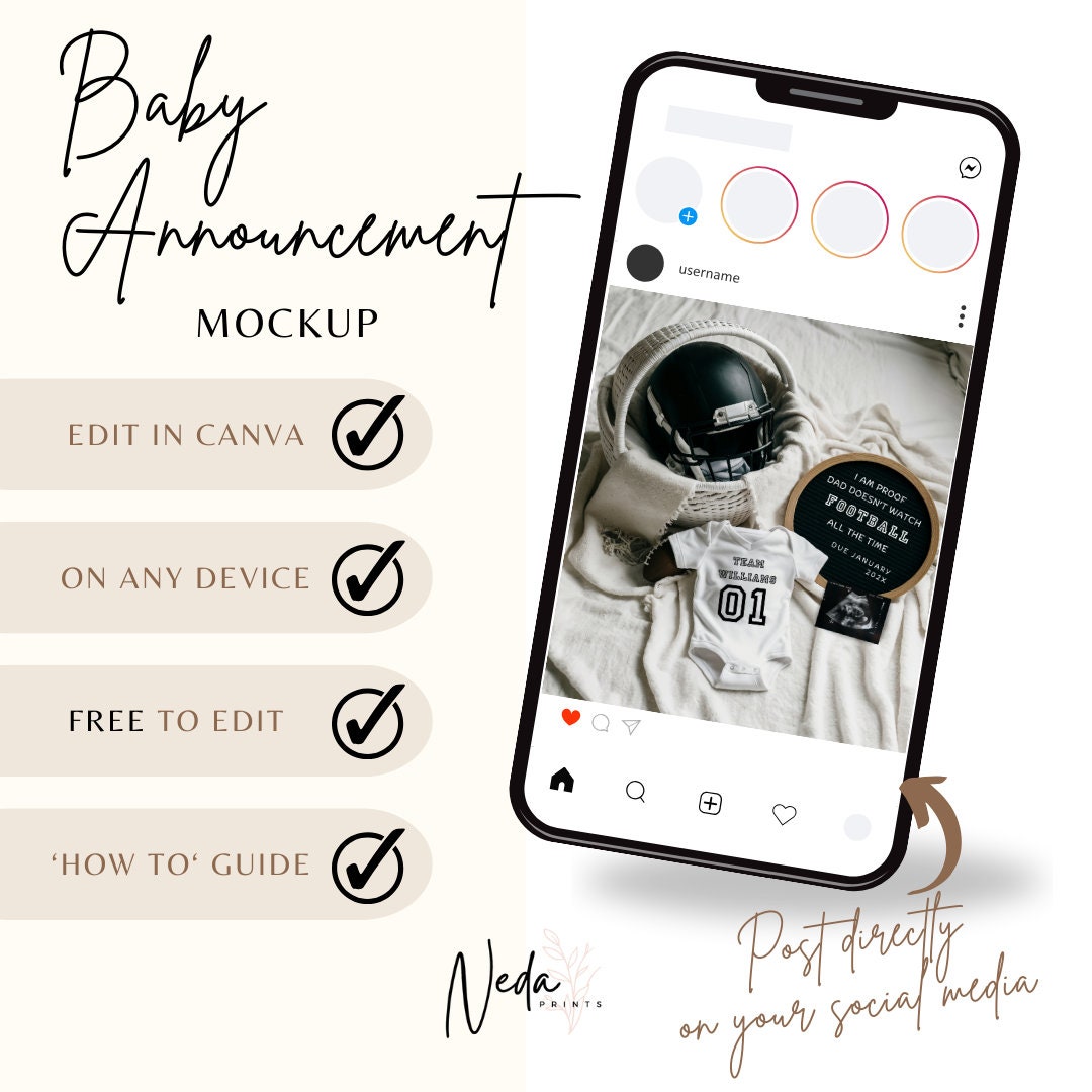 EDITABLE American Football Pregnancy Announcement, Baby Football announcement NFL Superbowl Pregnancy Sports Pregnancy Digital Download 0435