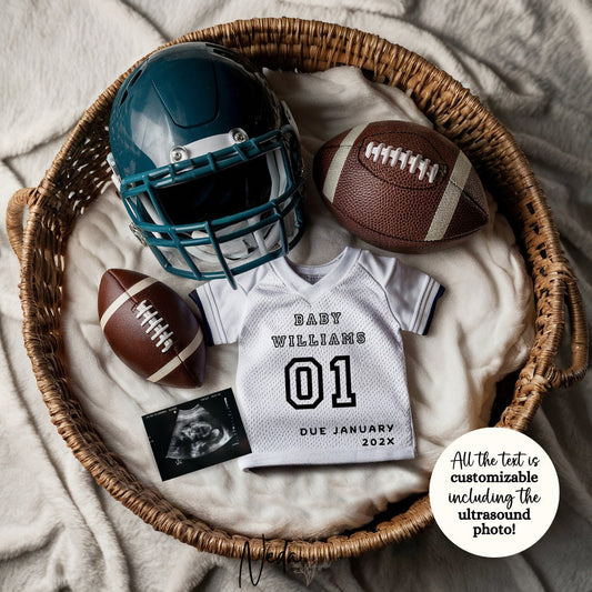 EDITABLE American Football Pregnancy Announcement, Baby Football announcement NFL Superbowl Pregnancy Sports Pregnancy Digital Download 0436