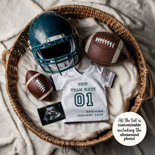 EDITABLE American Football Pregnancy Announcement, Baby Football announcement NFL Superbowl Pregnancy Sports Pregnancy Digital Download 0437