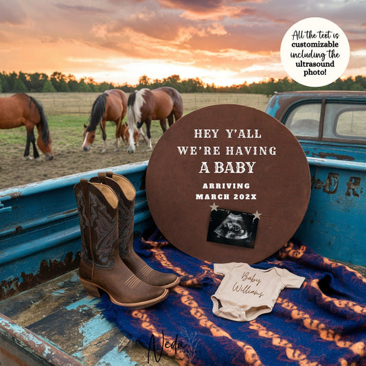 EDITABLE Cowboy Rodeo Baby Pregnancy Announcement, Western Horse Baby announcement, Cowboy Pregnancy, Our First Rodeo, Social Media, 0445