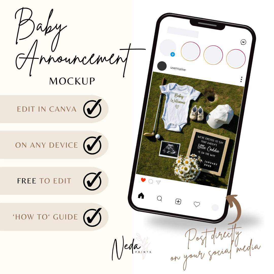 EDITABLE Golf Pregnancy Announcement Digital, Daddy's Golfing Buddy Caddie Baby announcement, Pregnancy Reveal, Announcement, Download, 0253
