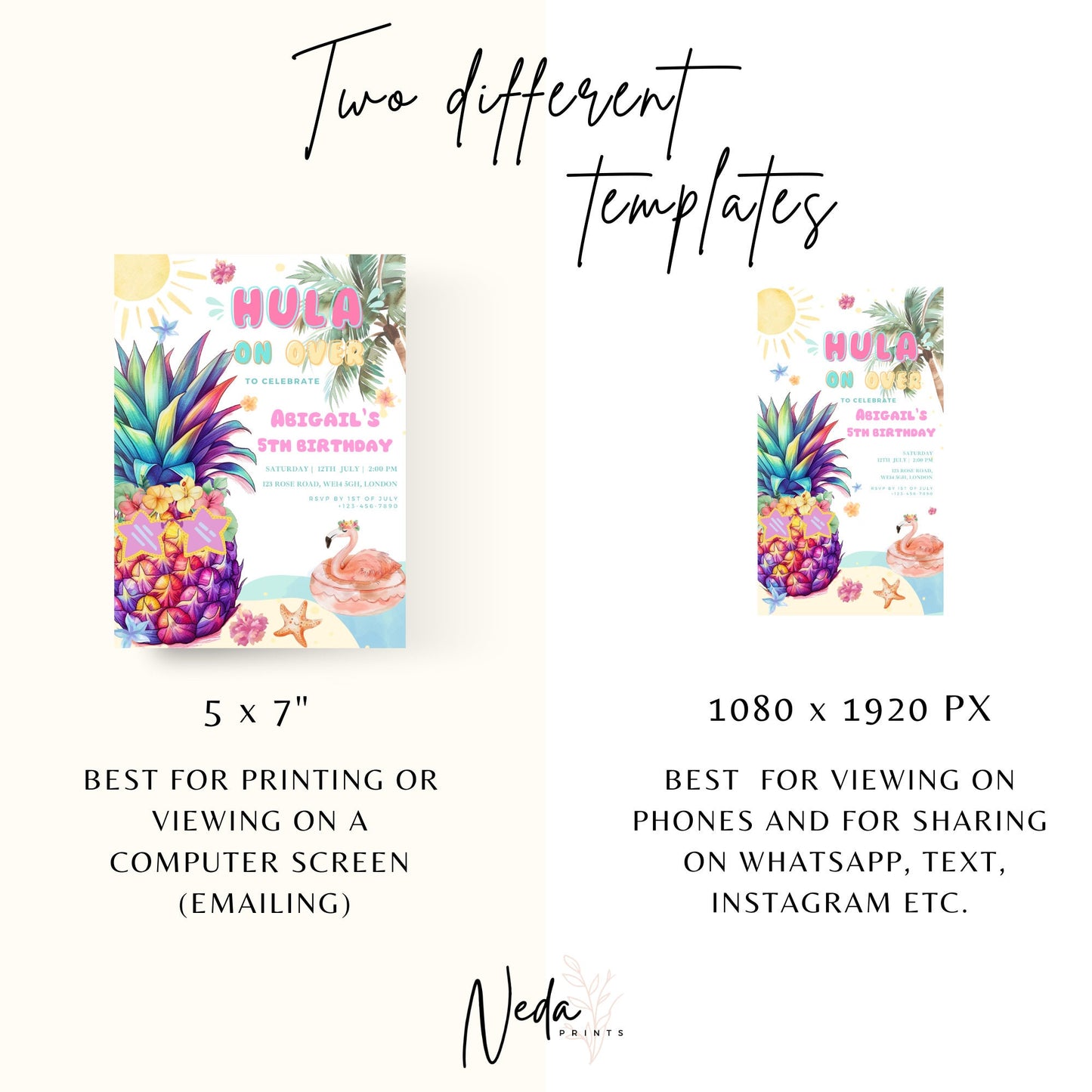 EDITABLE Aloha Tropical Hawaiian Birthday invite, Pool Party Hawaii Invite, Hula Birthday Party, Luau invitation, Beach Party Download I0094