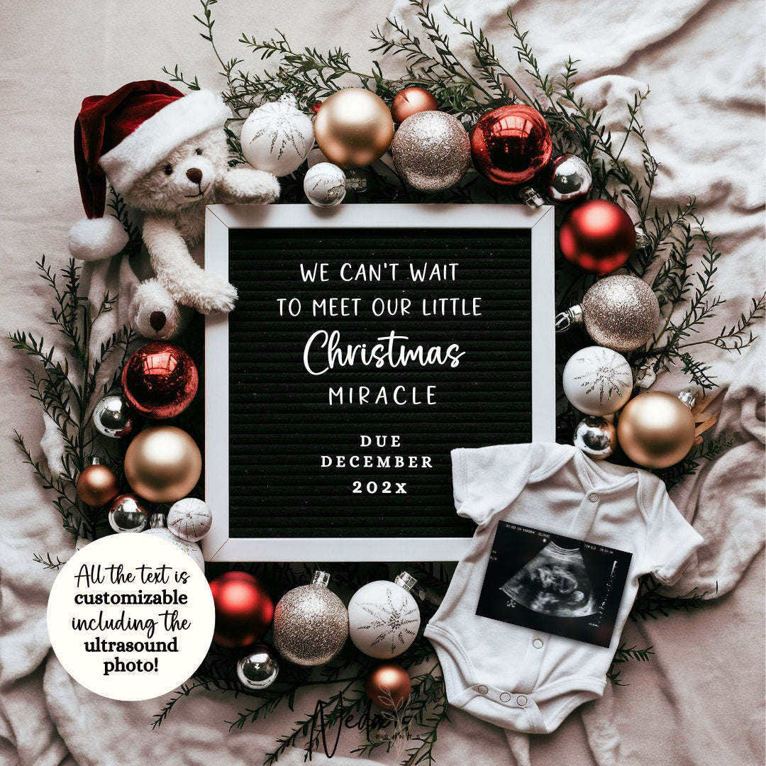 EDITABLE Christmas Pregnancy Announcement Digital, Baby announcement, Christmas Baby Reveal, Social Media Pregnancy, Instant Download, 0271