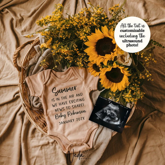 EDITABLE Summer Pregnancy Announcement Digital Sunshine Baby Announcement Social Media Instagram Pregnancy Reveal Announcement Download 0280
