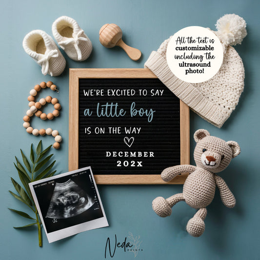 EDITABLE Boy Pregnancy Announcement Digital, Baby Boy announcement, pregnancy reveal, Customizable social media announcement, Download 0282
