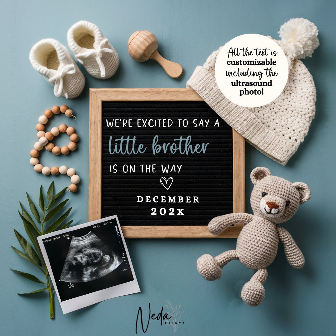 EDITABLE Little Brother Pregnancy Announcement Digital, Baby Boy announcement, pregnancy reveal, Social media announcement, Download 0283
