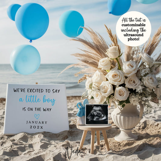 EDITABLE Boy Pregnancy Announcement Digital, Baby Boy announcement, pregnancy reveal, Customizable social media announcement, Download 0286
