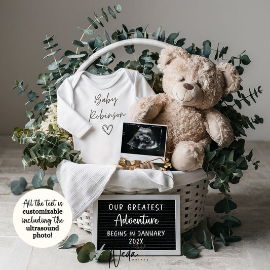 EDITABLE Baby Neutral Pregnancy Announcement Digital, Baby announcement, pregnancy reveal, Social Media announcement, Instant Download, 0301