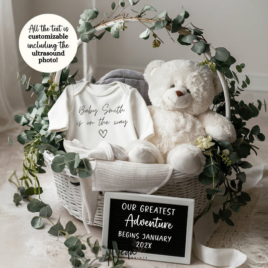 EDITABLE Baby Neutral Pregnancy Announcement Digital, Baby announcement, pregnancy reveal, Social Media announcement, Instant Download, 0303