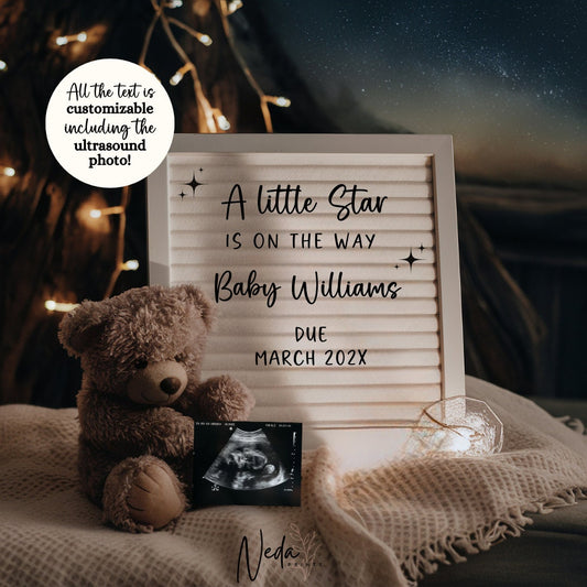 EDITABLE Little Star Baby Pregnancy Announcement Digital, Baby announcement, Instagram announcement, Social Media announcement Download 0312