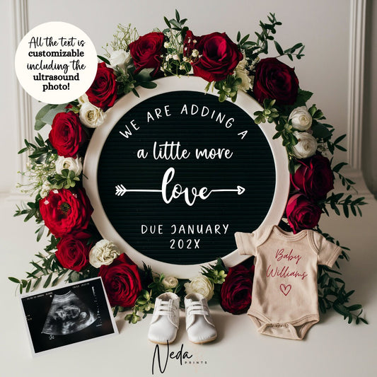 EDITABLE Valentines Day Pregnancy Announcement Digital, Valentine Love Baby announcement, Social Media announcement, Instant Download, 0332