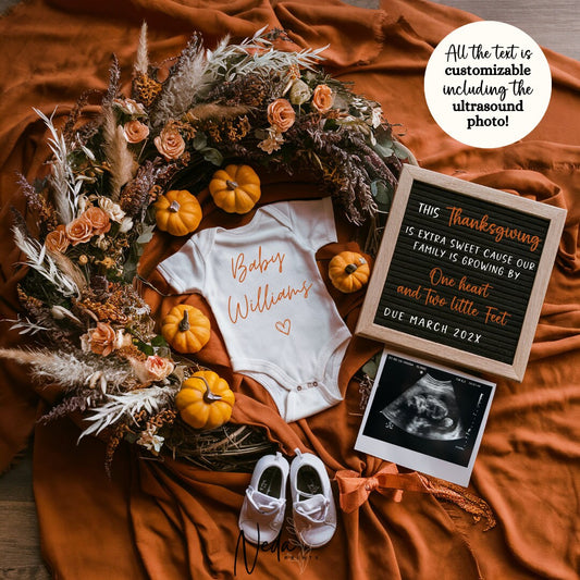 EDITABLE Fall Halloween Thanksgiving Pregnancy Announcement Digital, Fall Baby announcement, Social Media announcement Instant Download 0338