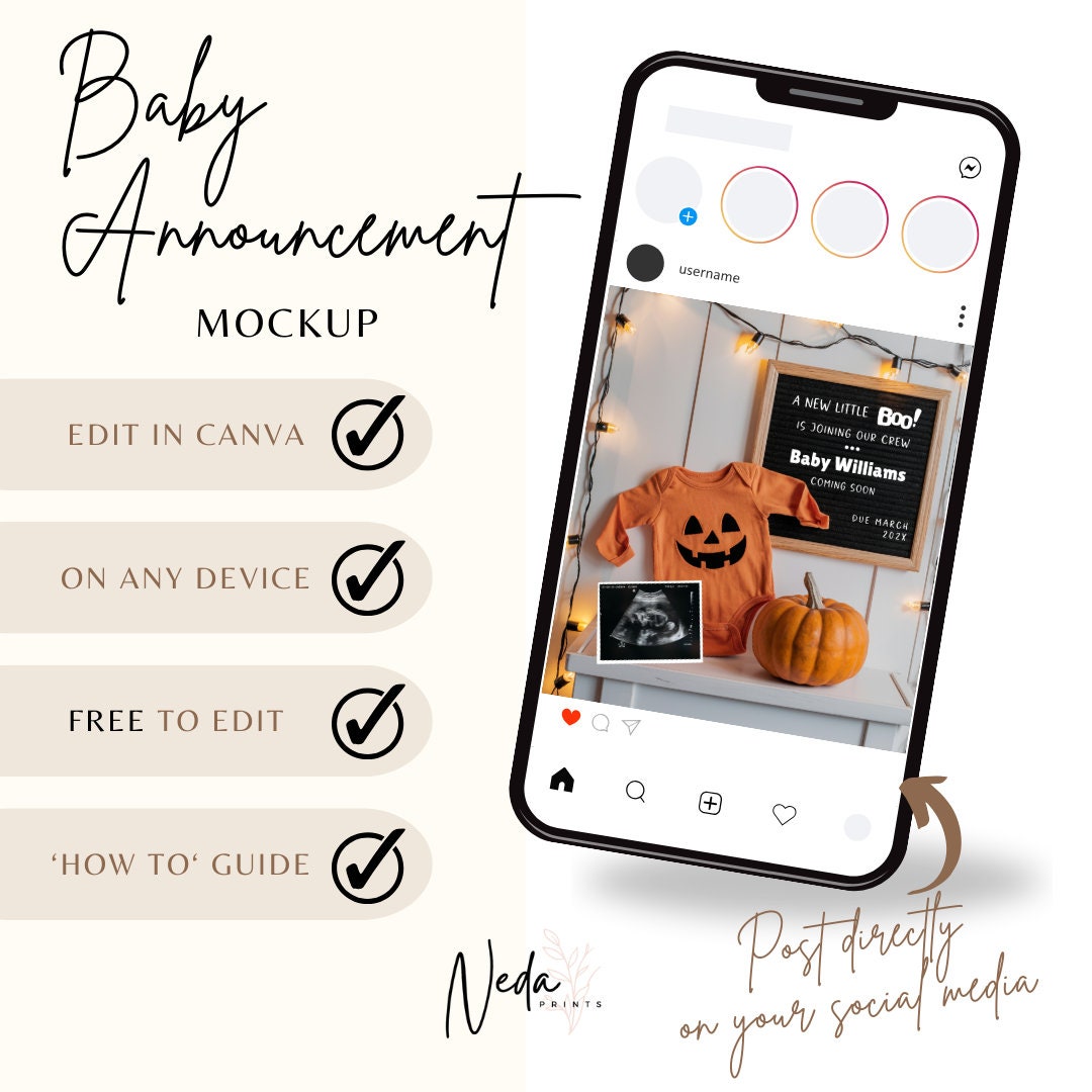 EDITABLE Fall Halloween Thanksgiving Pregnancy Announcement Digital, Fall Baby announcement, Social Media announcement Instant Download 0348