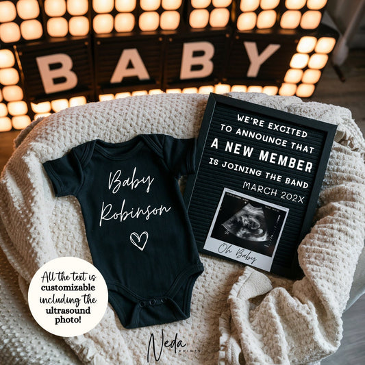 EDITABLE Baby Musician Pregnancy Announcement Digital, Baby Music Band Announcement, Music Pregnancy, Social Media, Instant Download, 0378