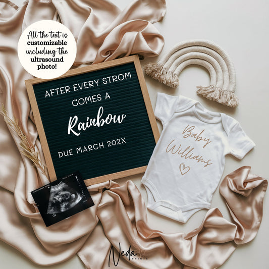 EDITABLE Rainbow Baby Neutral Pregnancy Announcement Digital Pregnancy Announcement Social Media instagram pregnancy Download Template0386