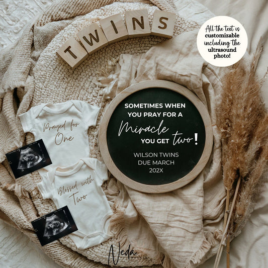 EDITABLE Unexpected Twin Pregnancy Announcement, Twin Baby announcement, Twin Pregnancy Reveal, Announcement, Instant Digital Download, 0460