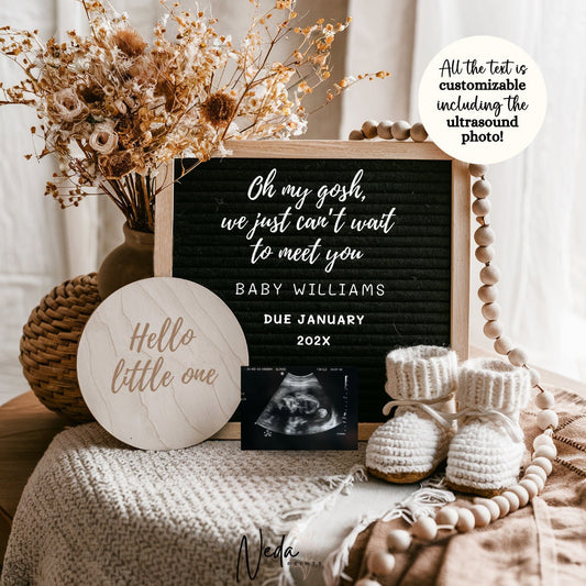 EDITABLE Neutral Baby Boho Pregnancy Announcement, Digital Pregnancy Announcement, Social Media Instagram pregnancy, Download Template 0396