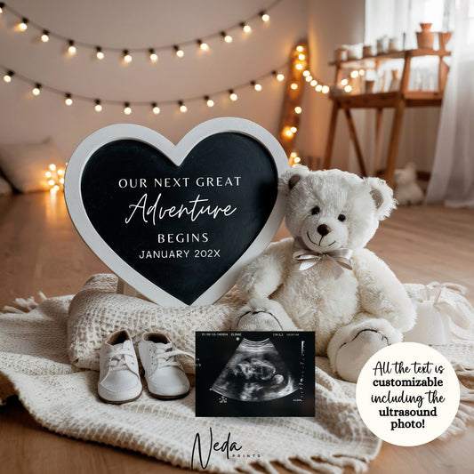 EDITABLE Neutral Great Adventure Pregnancy Announcement, Digital Pregnancy Announcement, Social Media Instagram post, download template 0405
