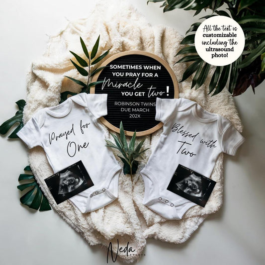 EDITABLE Miracle Twin Pregnancy Announcement, Twin Baby announcement, Unexpected Twin Pregnancy Reveal, Announcement, Digital Download, 0464