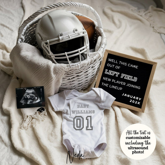 EDITABLE American Football Pregnancy Announcement, Baby Football announcement NFL Superbowl Pregnancy Sports Pregnancy Digital Download 0429