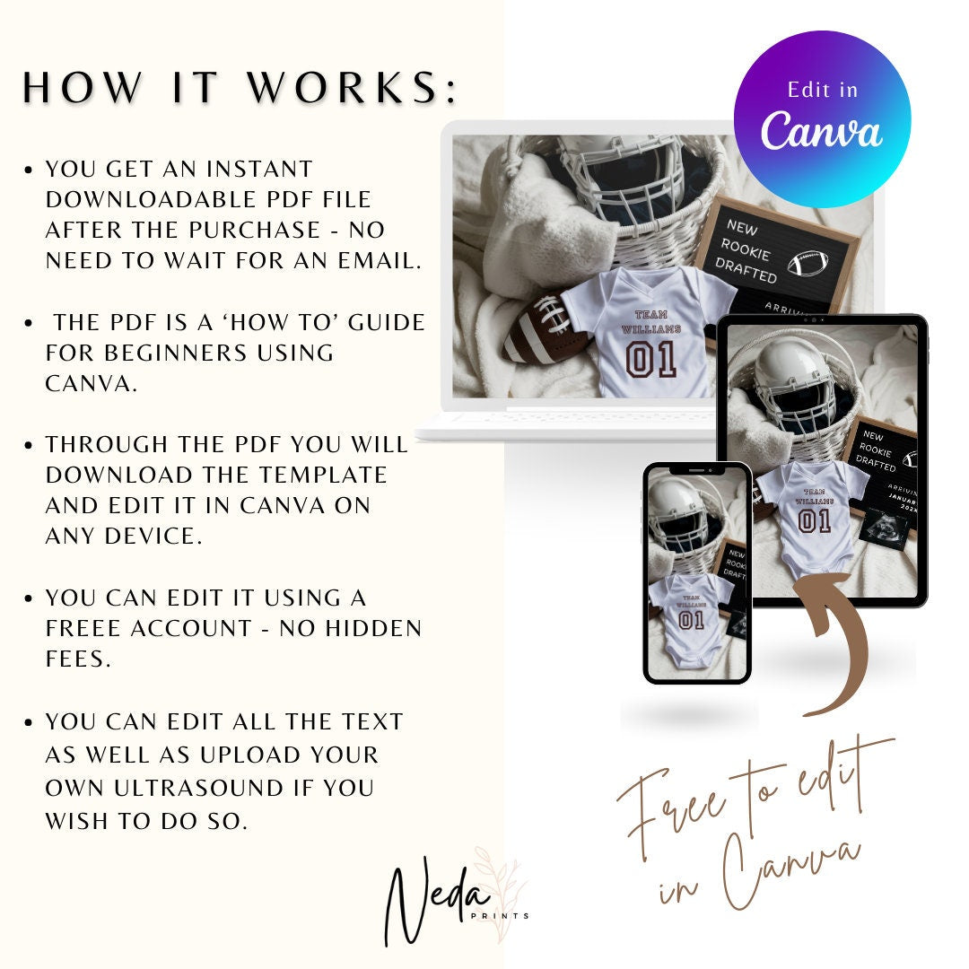 EDITABLE American Football Pregnancy Announcement, Baby Football announcement NFL Superbowl Pregnancy Sports Pregnancy Digital Download 0431