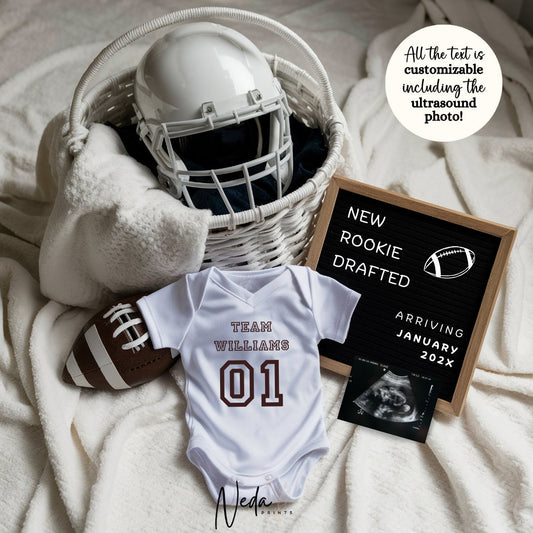 EDITABLE American Football Pregnancy Announcement, Baby Football announcement NFL Superbowl Pregnancy Sports Pregnancy Digital Download 0431