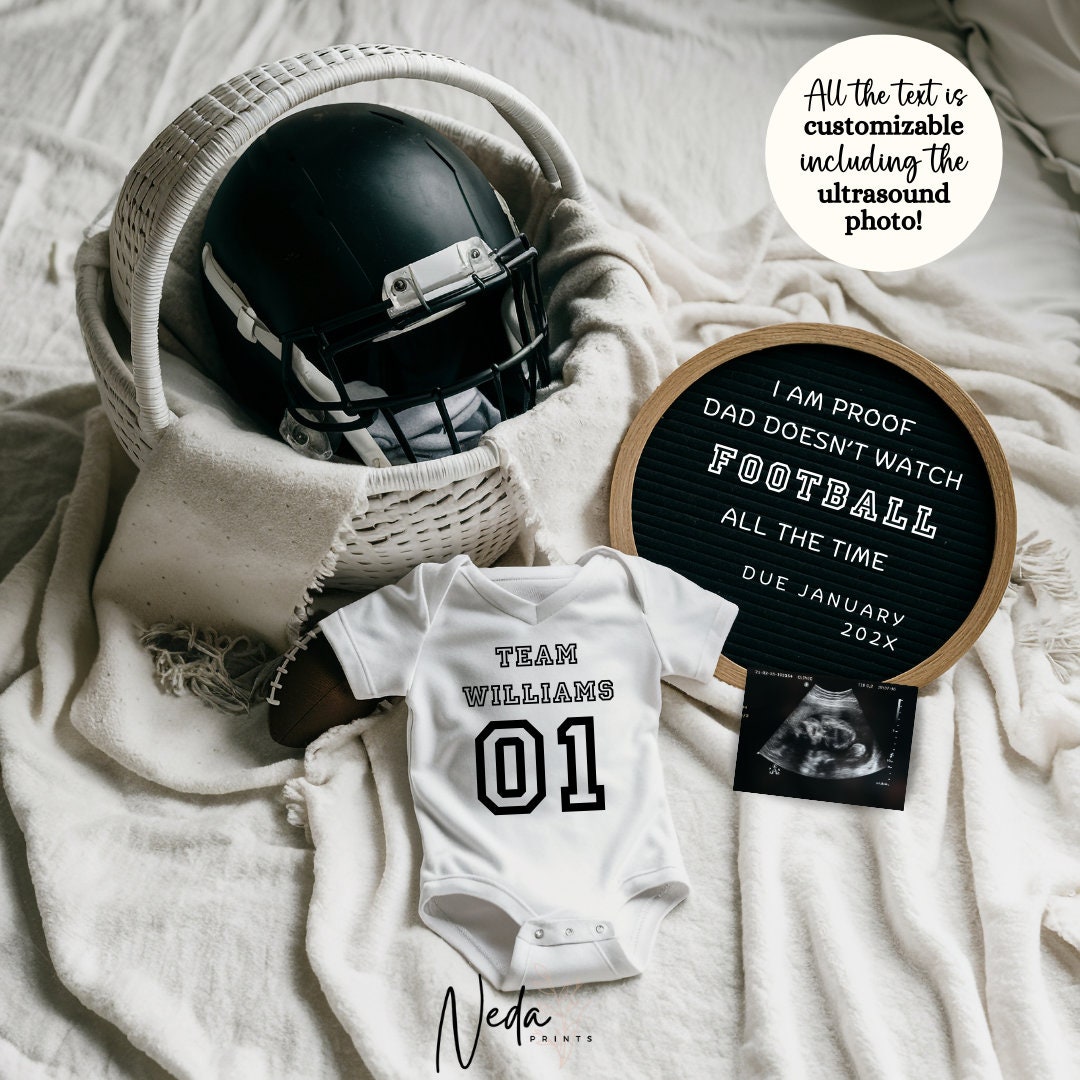 EDITABLE American Football Pregnancy Announcement, Baby Football announcement NFL Superbowl Pregnancy Sports Pregnancy Digital Download 0435
