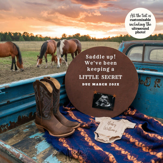 EDITABLE Cowboy Rodeo Baby Pregnancy Announcement, Western Horse Baby announcement, Cowboy Pregnancy, Our First Rodeo, Social Media, 0444