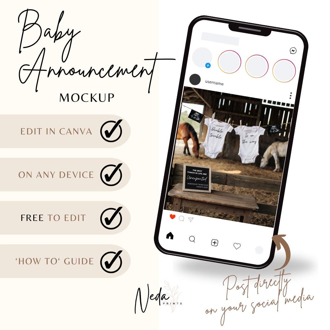 EDITABLE Twin Horse Cowboy Baby Pregnancy Announcement Unexpected Twin Horse Pregnancy announcement Horse Riding Pregnancy Social Media 0473