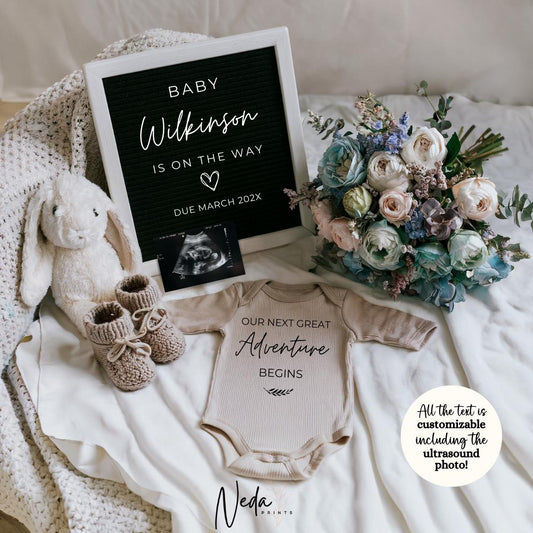 EDITABLE Pregnancy Announcement Digital, Baby announcement, Pregnancy Reveal, Customizable Announcement, Social media Instant Download, 0478