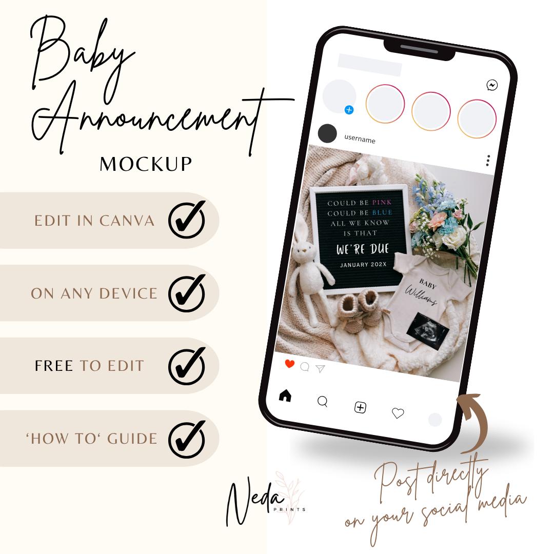 EDITABLE Pregnancy Announcement Digital, Baby announcement, Pregnancy Reveal, Customizable Announcement Gender reveal Instant Download, 0481