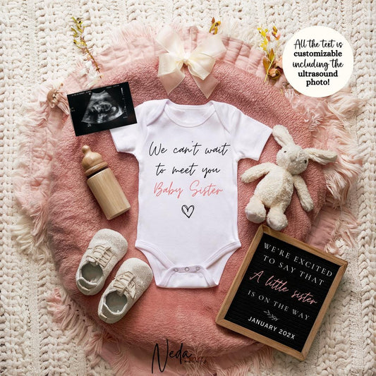 EDITABLE Girl Little Sister Pregnancy Announcement Digital, Pink Baby announcement Baby Girl Reveal, Customizable Announcement Download 0491