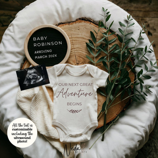 EDITABLE Adventure Pregnancy Announcement Digital, Baby announcement, Pregnancy Reveal, Customizable Announcement, Instant Download, 0454