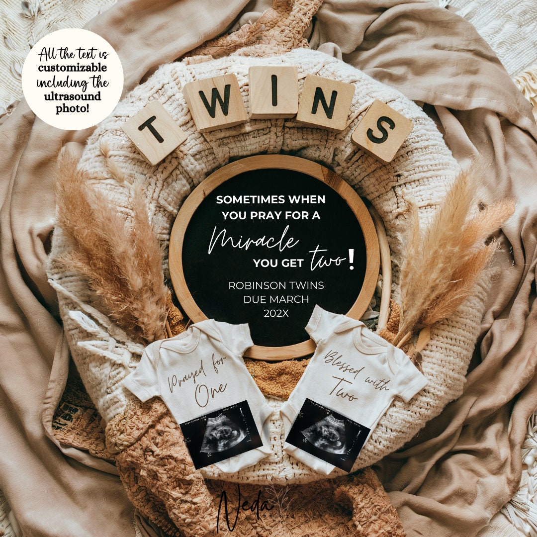 EDITABLE Unexpected Twin Pregnancy Announcement, Twin Baby announcement, Twin Pregnancy Reveal, Announcement, Instant Digital Download, 0459