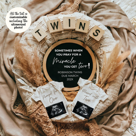 EDITABLE Unexpected Twin Pregnancy Announcement, Twin Baby announcement, Twin Pregnancy Reveal, Announcement, Instant Digital Download, 0459