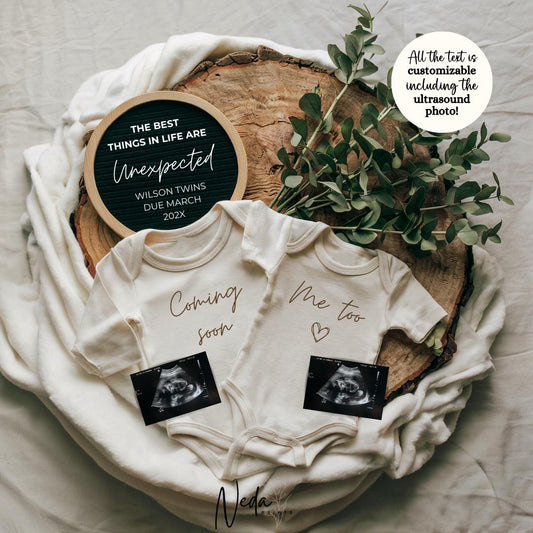 EDITABLE Unexpected Twin Pregnancy Announcement, Twin Baby announcement, Miracle Twin Pregnancy Reveal, Announcement, Digital Download, 0463