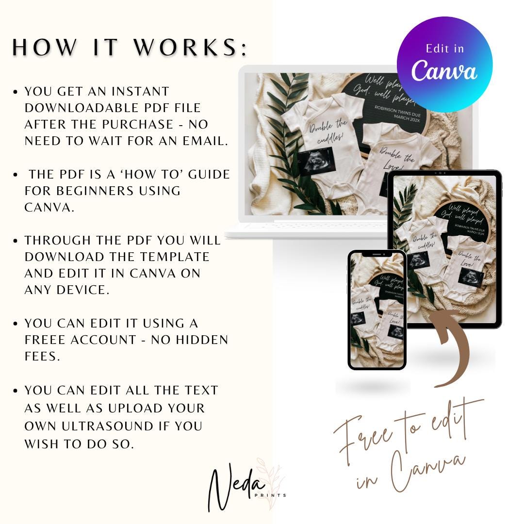 EDITABLE Funny Christian Twin Pregnancy Announcement, Twin Baby announcement, Unexpected Twin Pregnancy Reveal, Announcement, Download, 0470