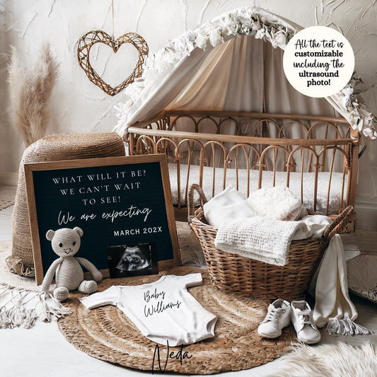 EDITABLE Neutral Pregnancy Announcement Digital, Baby announcement, Pregnancy Reveal, Customizable Announcement, Social Media Download, 0486