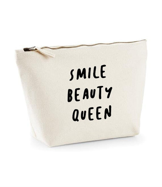 Smile Beauty Queen Makeup Bag, Cosmetics Bag, Birthday Present for Her, Custom Makeup Bag, Mother Gift